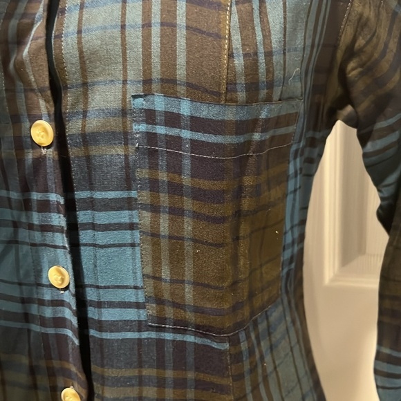 Marithe Girbaud Francois plaid long sleeve button down dress size medium - Picture 6 of 9